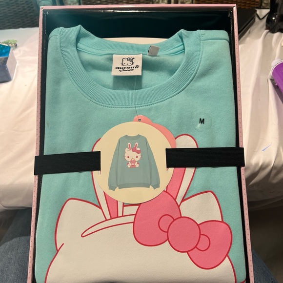 Hello Kitty  Womens Large Lite Green Sanrio‎ Pullover Sweatshirt In Gift Box - Picture 1 of 7